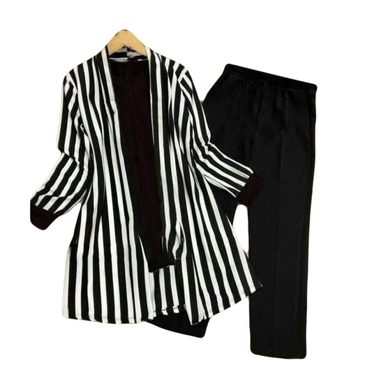 Winter Collection |Zebra Style 3pc Stitched Suit Lining Gown With Inner & Trouser Stitched For Women